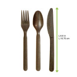 Compostable Coffee Ground 3/1 Cutlery Kit With Kraft Bag (Knife, Fork, Spoon) L:7in - 500 pcs Compostable Coffee Ground 3/1 Cutlery Kit With Kraft Bag (Knife, Fork, Spoon) L:7in - 500 pcs